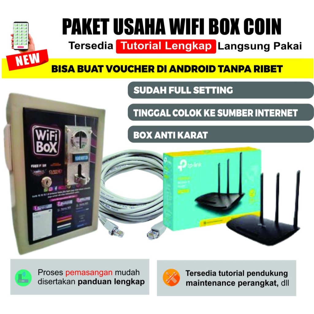 Paket Usaha Wifi Box Koin Full Setting Siap Pakai Dengan Acces Point Indoor