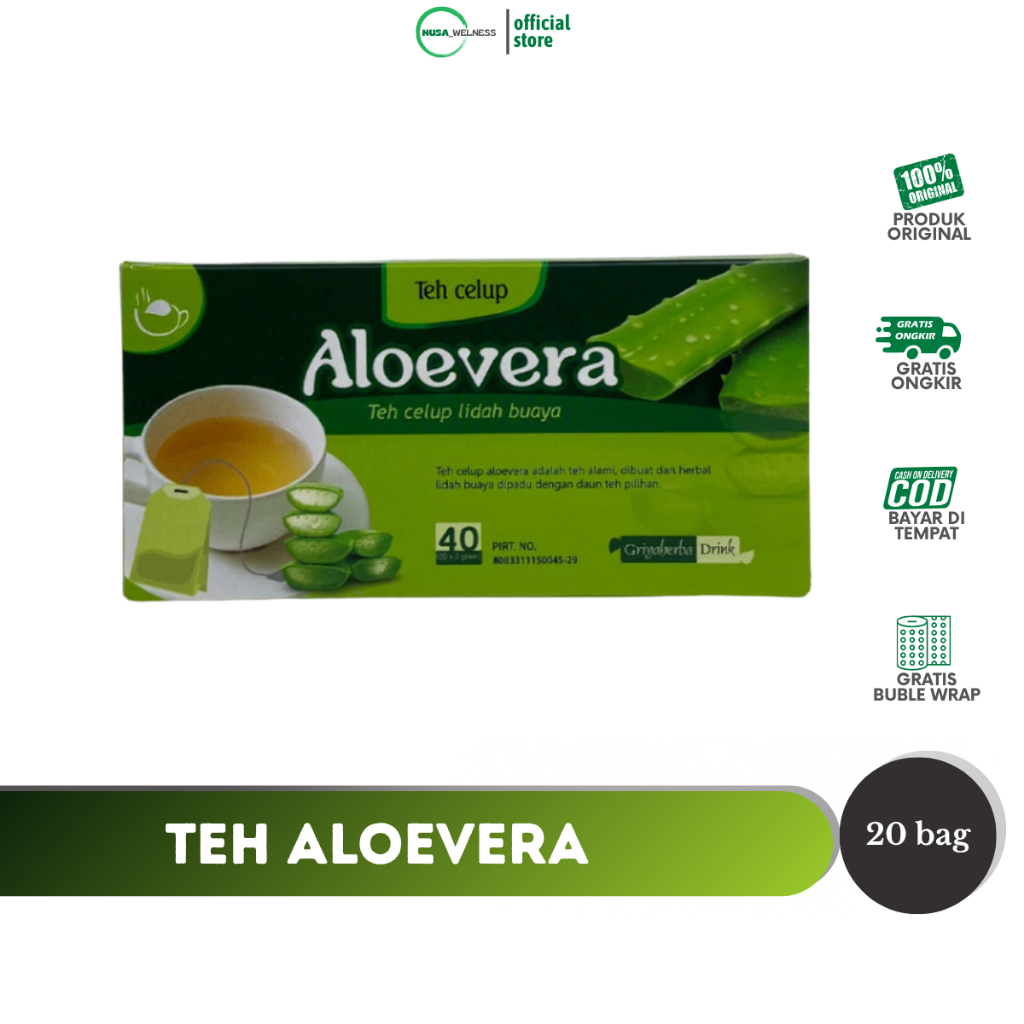 

TEH HERBAL ALOEVERA GRIYA HERBA – isi 20 kantong | gula darah | pencernaan | Diabetes | 100% alami