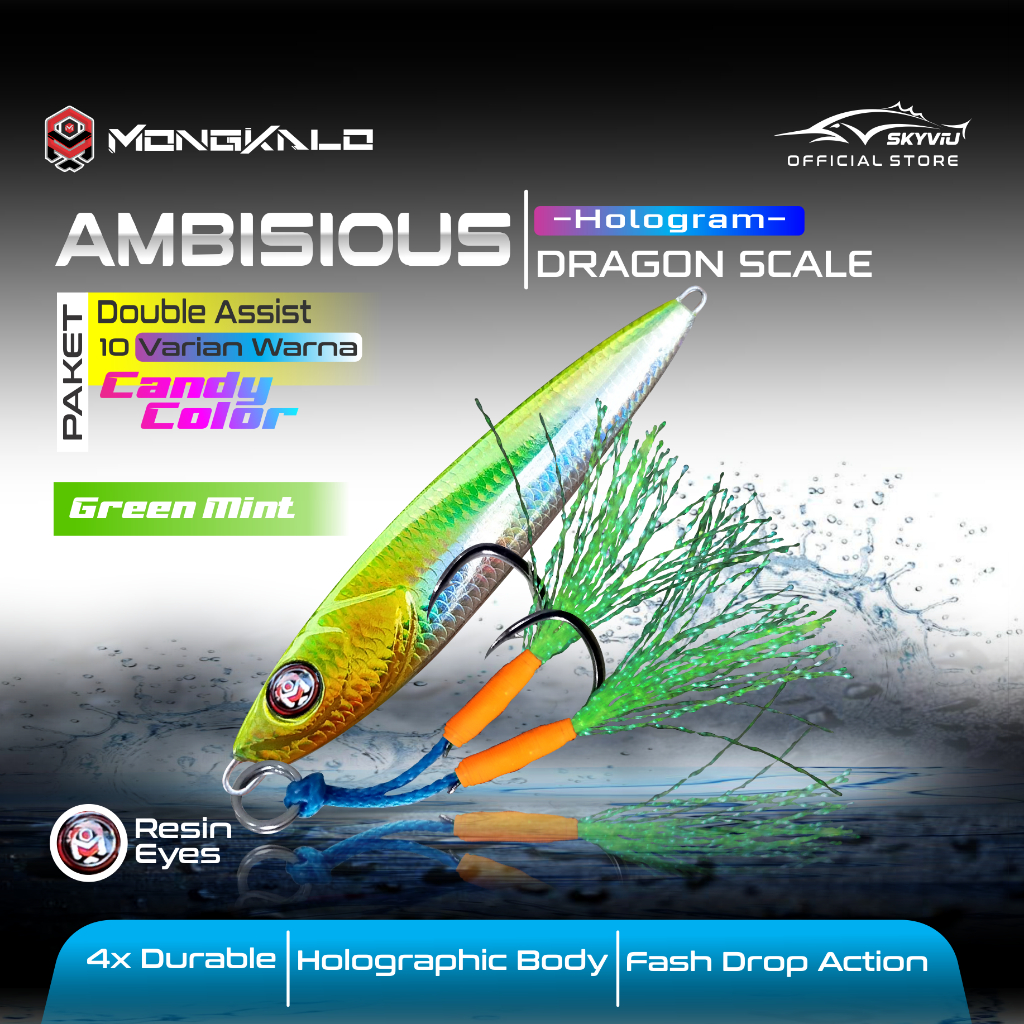 Mongkalo Ambisious Sisik-Kecil noGID noMotif Candy 30 Hijau-Mint