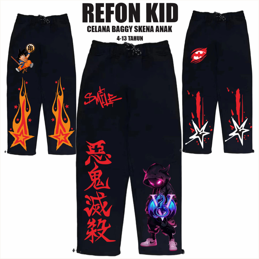 Celana Skena Baggy Pants Bintang Rock Star Anak Laki-Laki/Perempuan