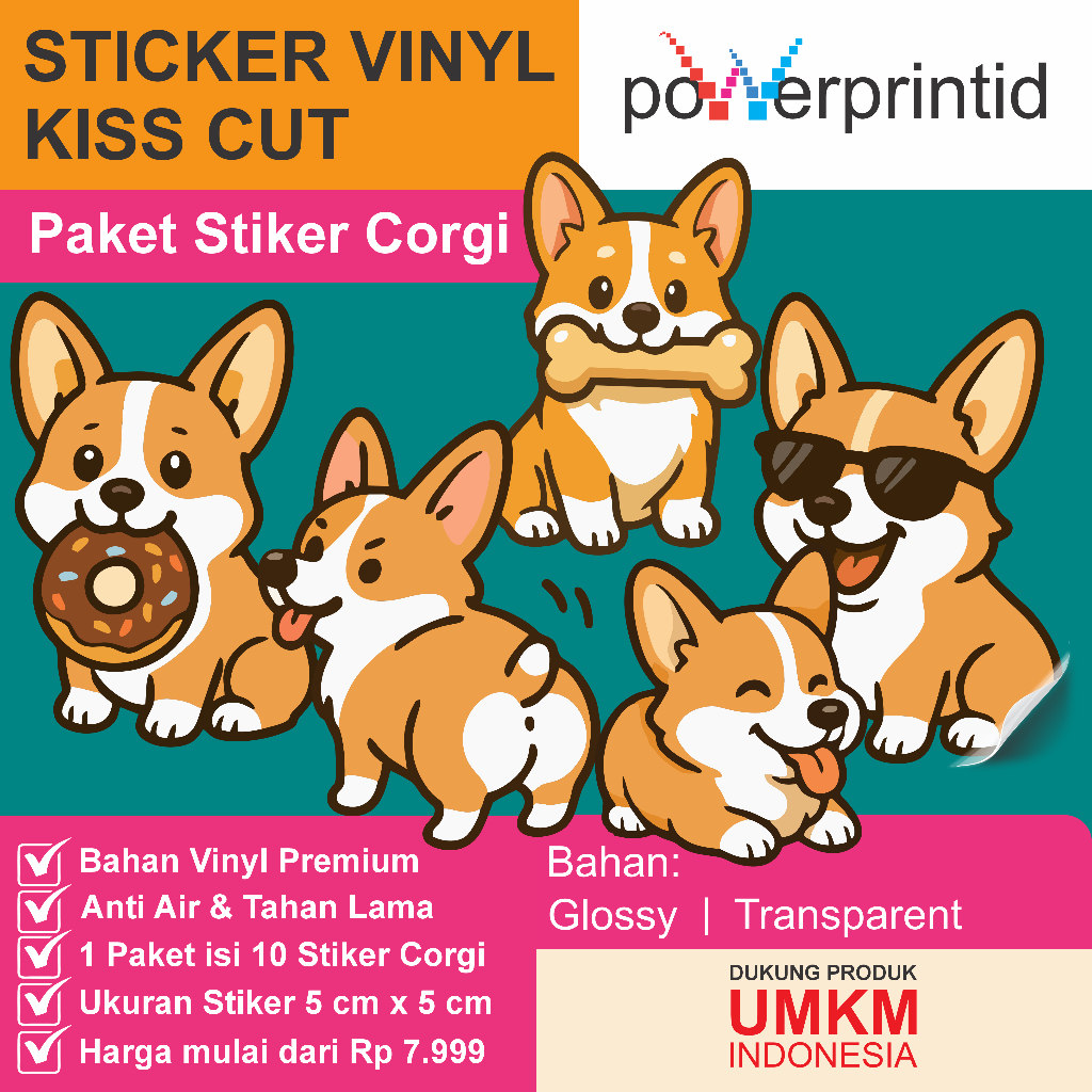 

Cetak Label Stiker Kartun Corgi/Cetak Sticker Corgi/ Custom Stiker Corgi Lucu