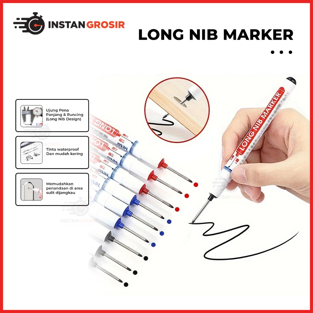 

Long Nib Marker Spidol pertukangan ujung pena panjang penanda tukang bangunan waterproof