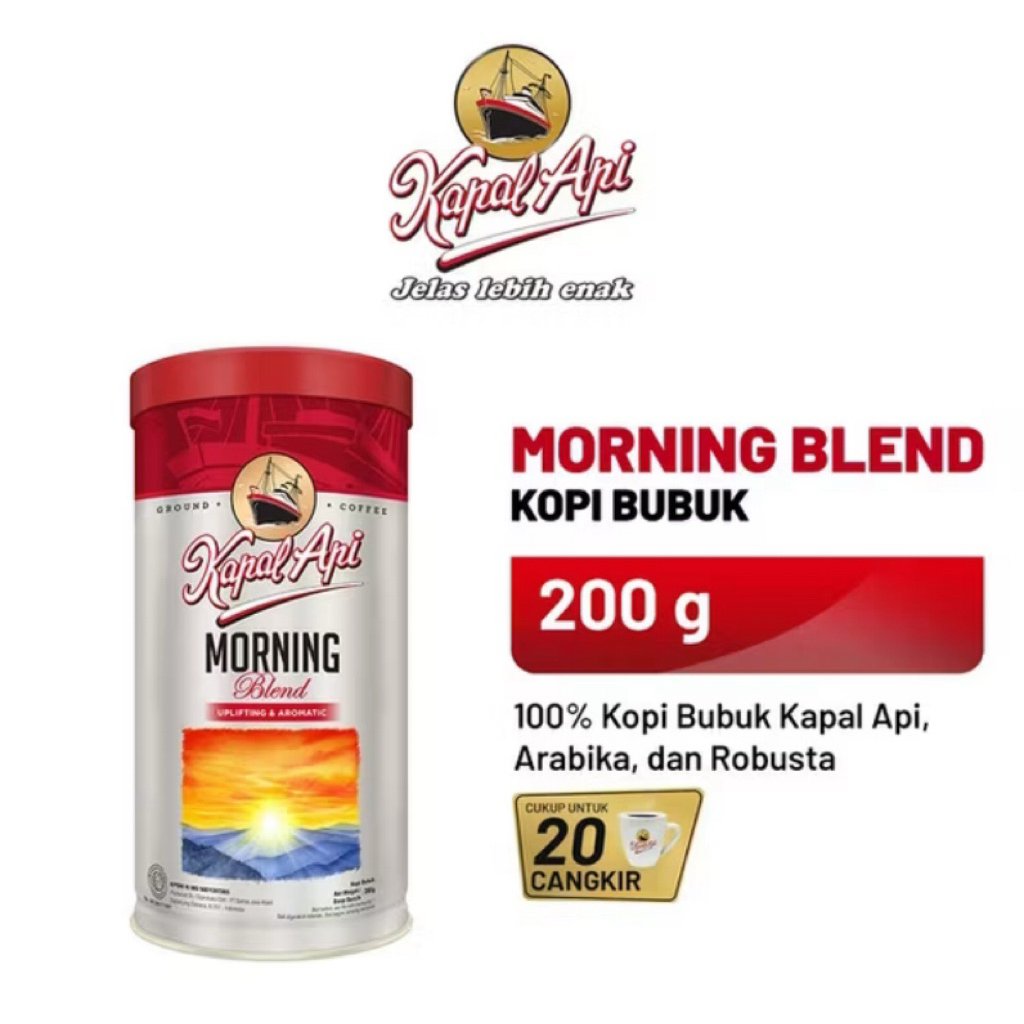 

Kapal Api Morning Blend 200g – Kopi Bubuk Aromatik Penambah Semangat Pagi