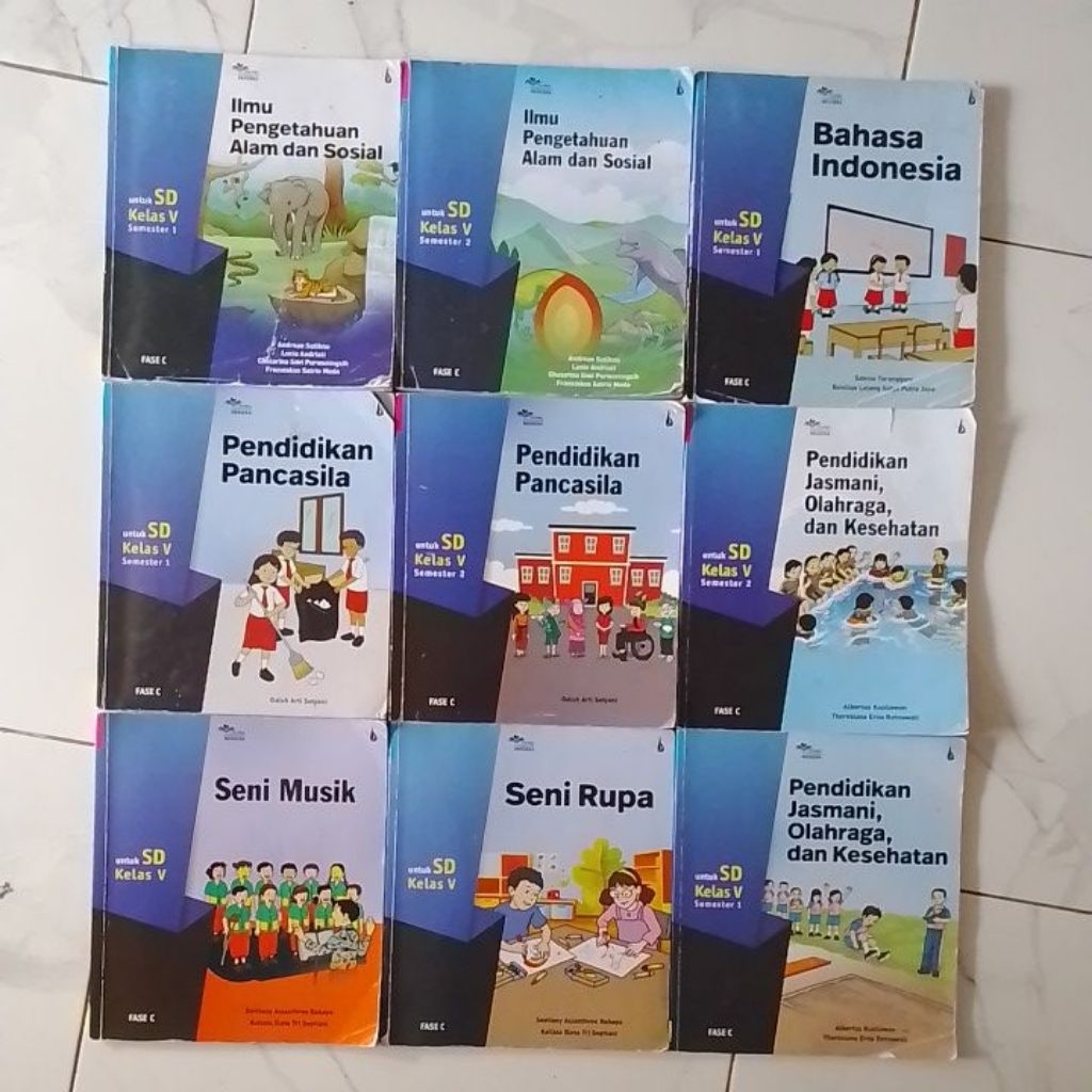 IPAS,B INDONESIA,P PANCASILA,PJOK SEMESTER 1 DAN 2 SENI MUSIK, SENI RUPA UNTUK SD KELAS 5 KURIKULUM 