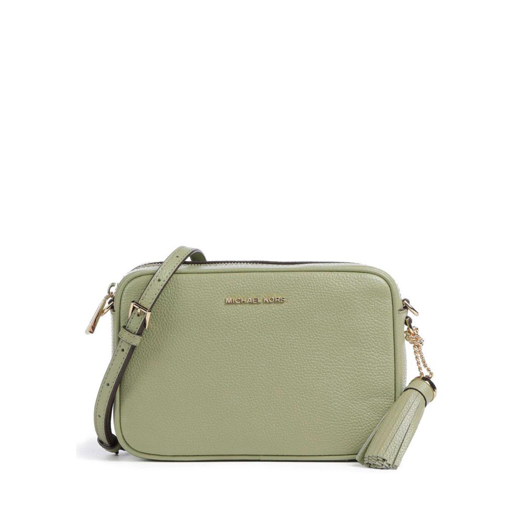 MK Jet Set Crossbody bag grained cow leather light green