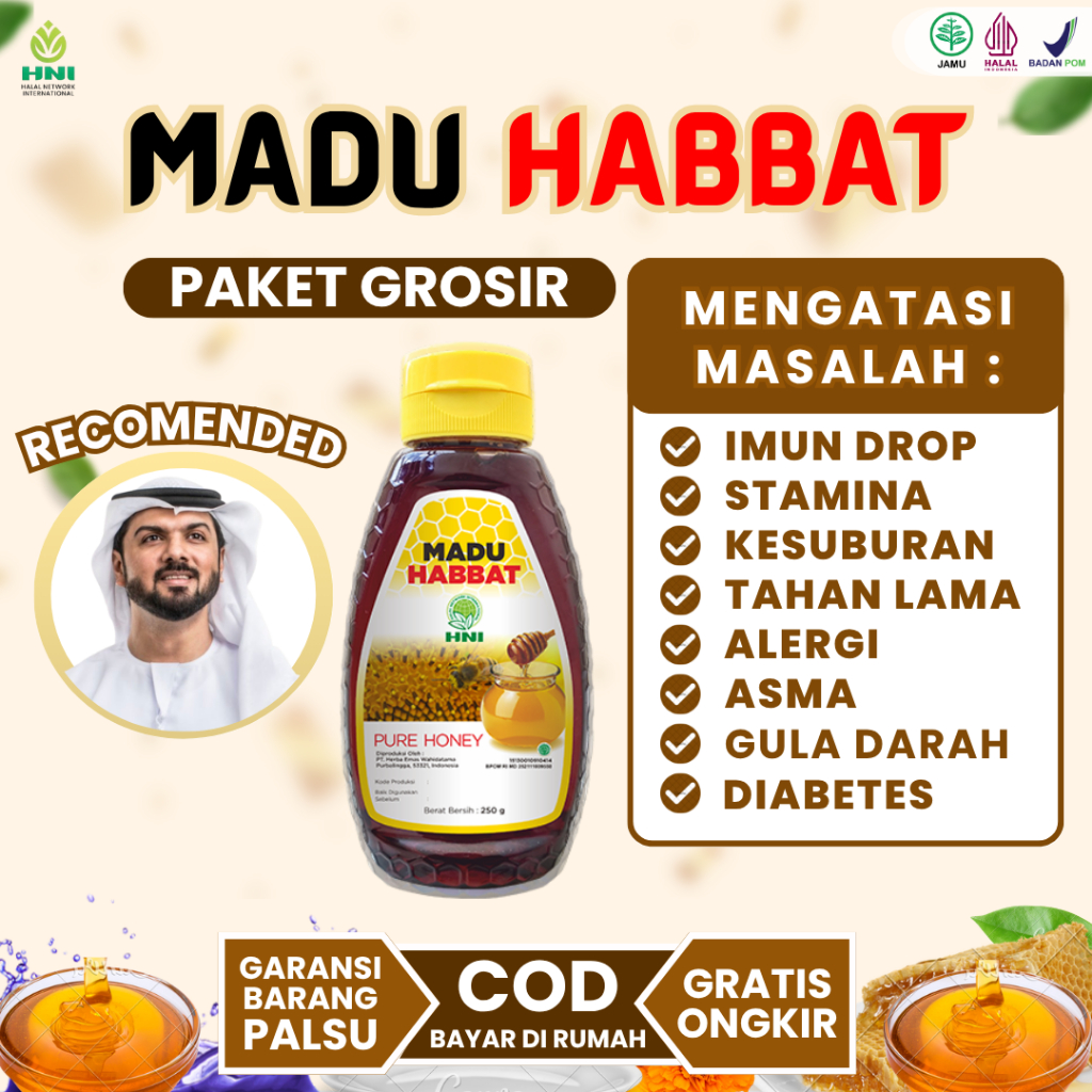 

HNI Madu Habbat 1 Botol obat herbal diabetes gula darah imun stamina kesuburan kesehatan original
