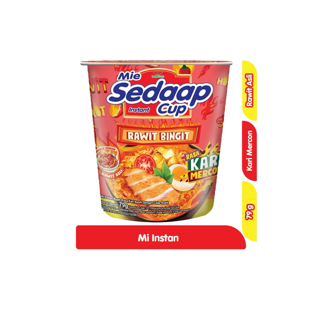 

1 Dus isi 12 cup MIE SEDAAP INSTAN CUP RAWIT BINGIT KARI MERCON 79 gr