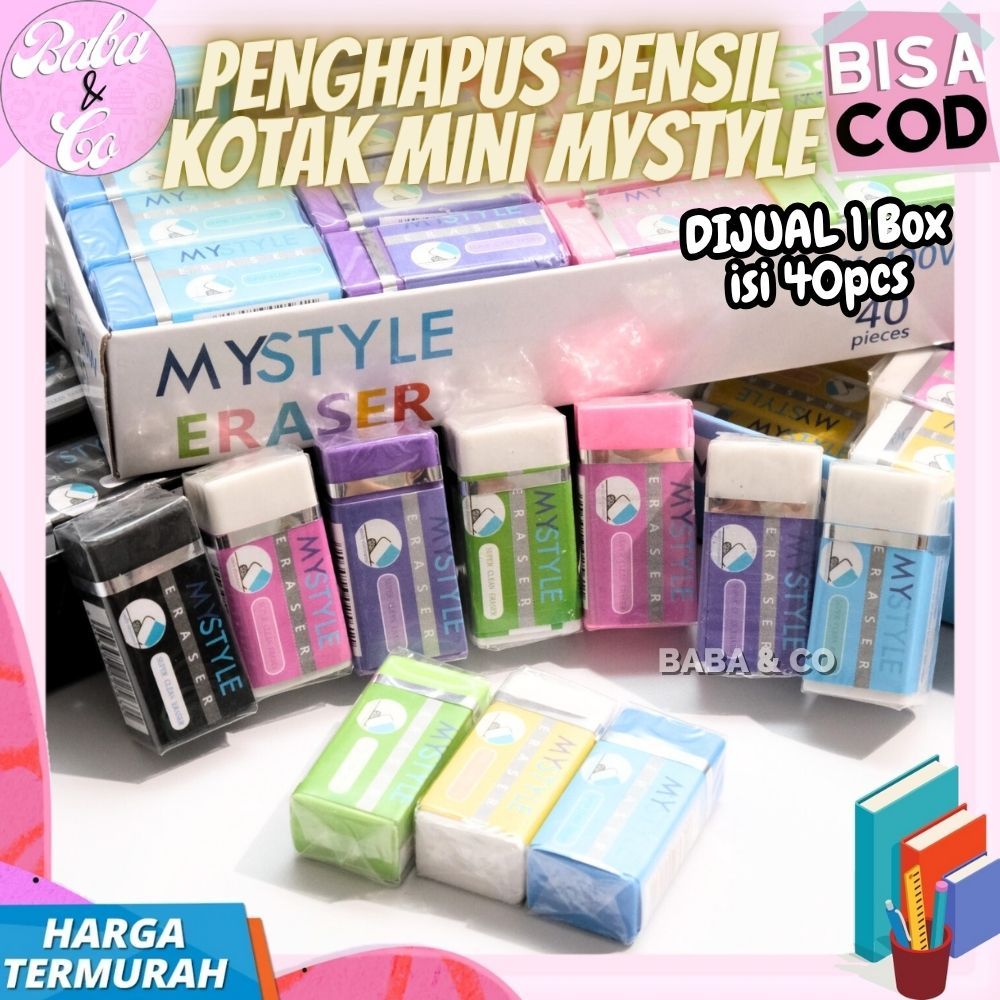 

1 BOX 40pcs PENGHAPUS PENSIL MYSTYLE KOTAK MINI PENGHAPUS GROSIR MURAH PENGHAPUS PENSIL MY STYLE 1 BOX 40 PENGHAPUS ERASER PUTIH HITAM WARNA WARNI
