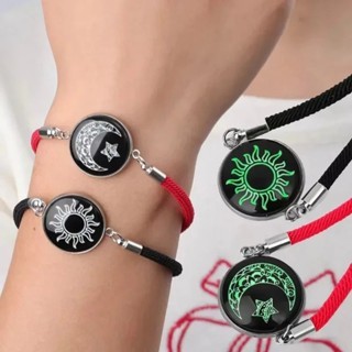 【Beli 1 Gratis 1】Gelang Pasangan Couple Glow in the Dark Bintang Bulan Titanium Gelang LDR Bergetar 