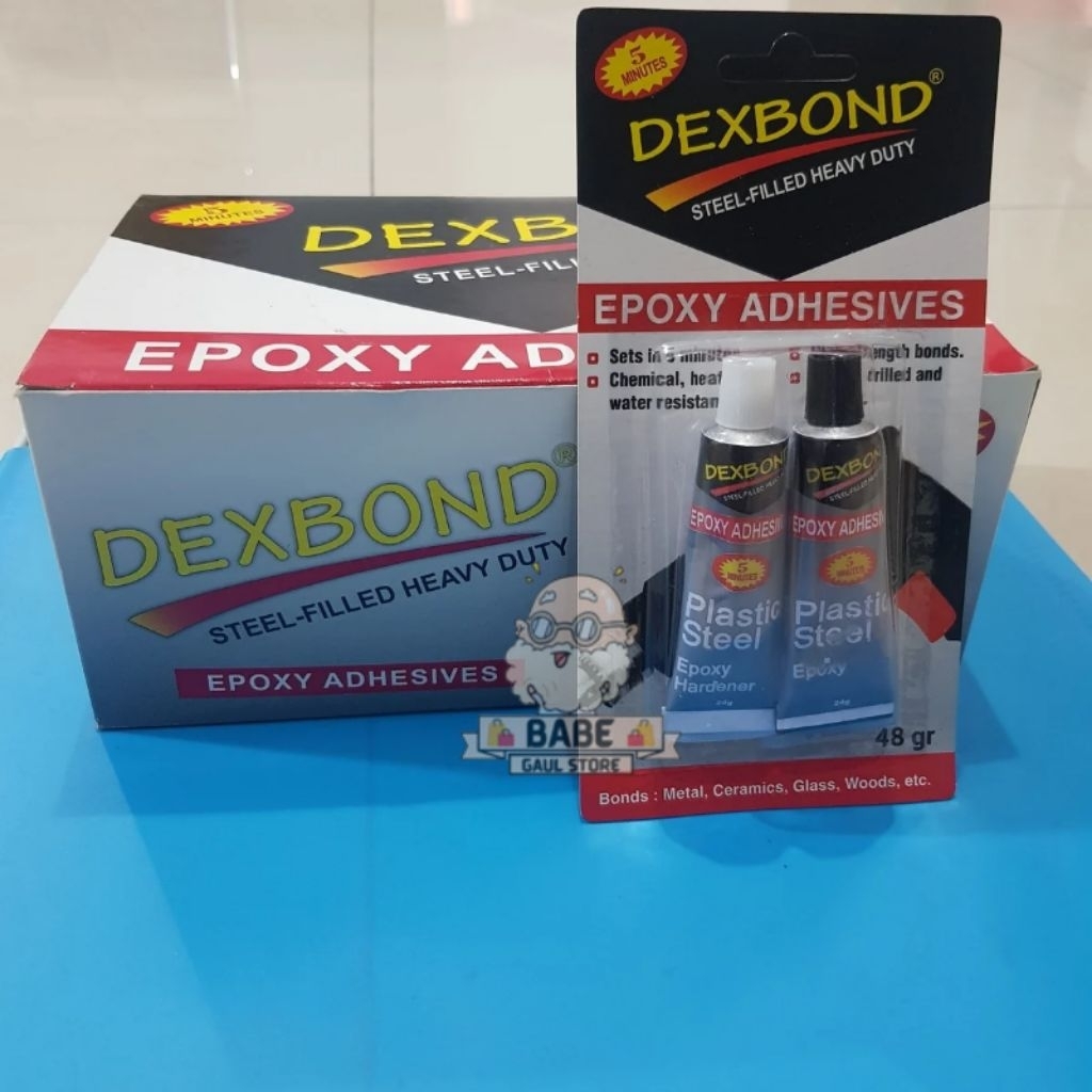 EPOXY DEXBOND 5 MENIT 48GR 2 KOMPONEN RESIN HARDENER LEM EPOKSI BESI KAYU KACA ALUMINIUM PLASTIK