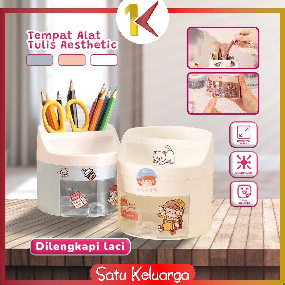 

EC SK-C970 Tempat Pena dengan Laci Desk Storage Organizer Tempat Alat Tulis Aesthetic Lucu / Pen Holder Kotak Penyimpanan Pulpen Brush Makeup Multifungsi / Kotak Pensil Rak Kosmetik Import