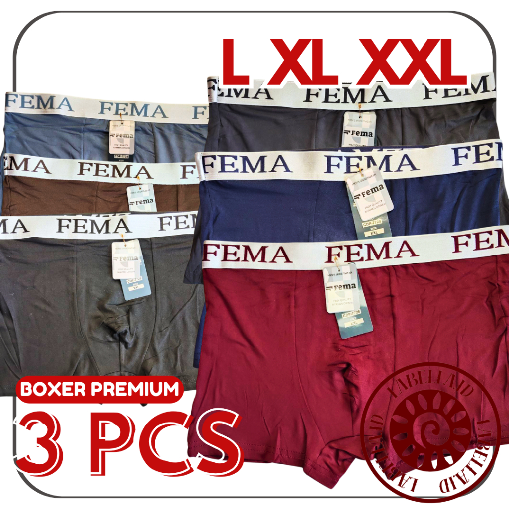 TERMURAH 3 PCS celana dalam pria Model Boxer Pria Sport FEMA Lengzhi PREMIUM LABELLAID