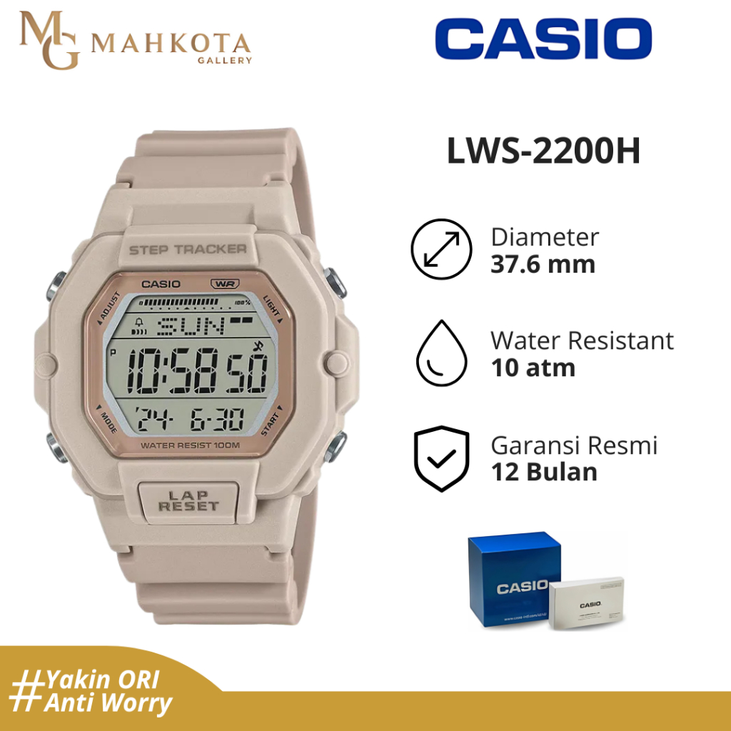 Jam Tangan Wanita Casio LWS-2200H Strap Karet Original dan Bergaransi Jam Tangan Palembang