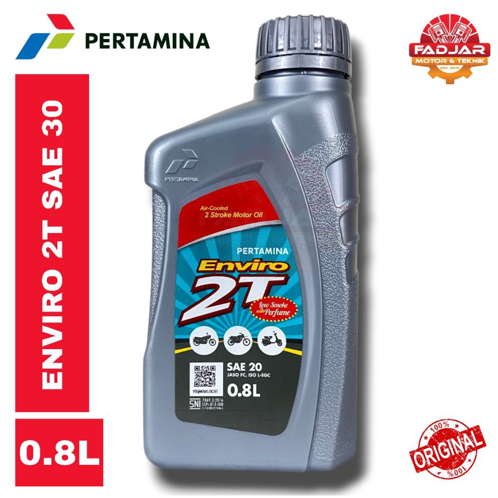 Oli Samping Pertamina Enviro 2T SAE 30 0.8L | Oli Motor 2 Tak Low Smoke Parfum Original
