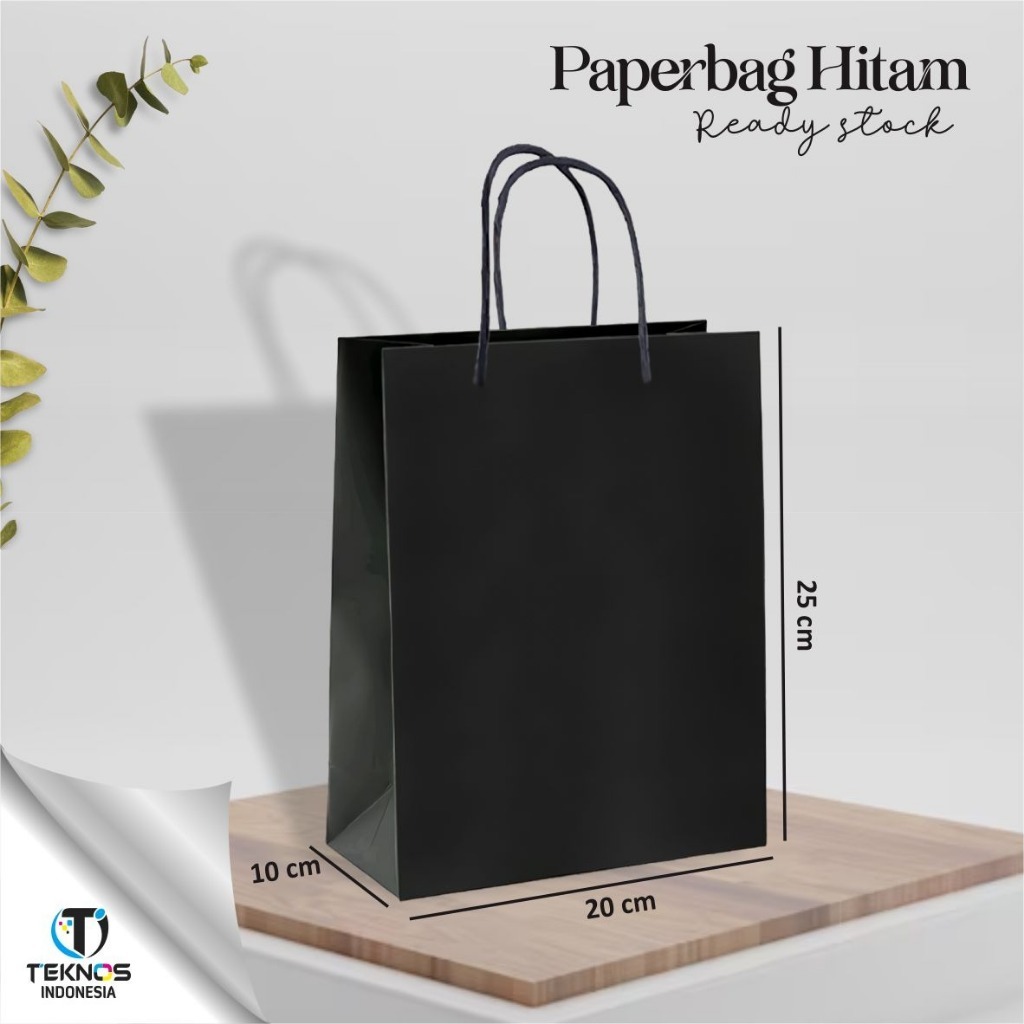 

[12 PCS] PAPER BAG HITAM POLOS READY STOCK - PAPERBAG HAJATAN NIKAH UKURAN 20 x 25 x 10