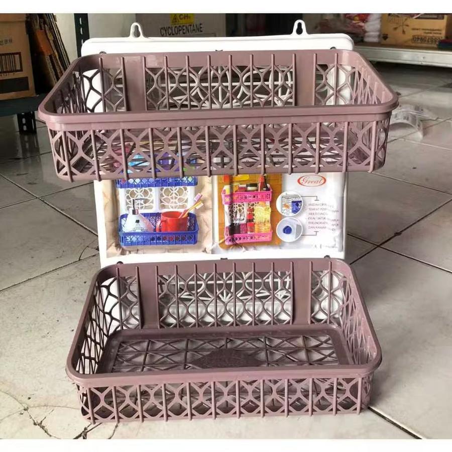 VICTORIA Rak Kamar Mandi 2 Susun Plastik - Rak Make Up Gantung Serbaguna