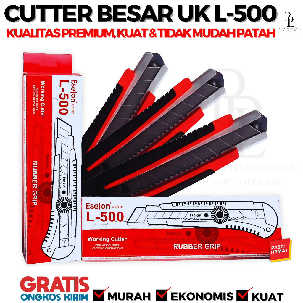 

CUTTER BESAR UK L-500 | KATER RUBBER GRIP SUPER KUAT, TAJAM, ANTI KARAT, TIDAK MUDAH PATAH, GAGANG KARET NYAMAN MERK ESELON SEPERTI KENKO BAHAN PREMIUM TERMURAH