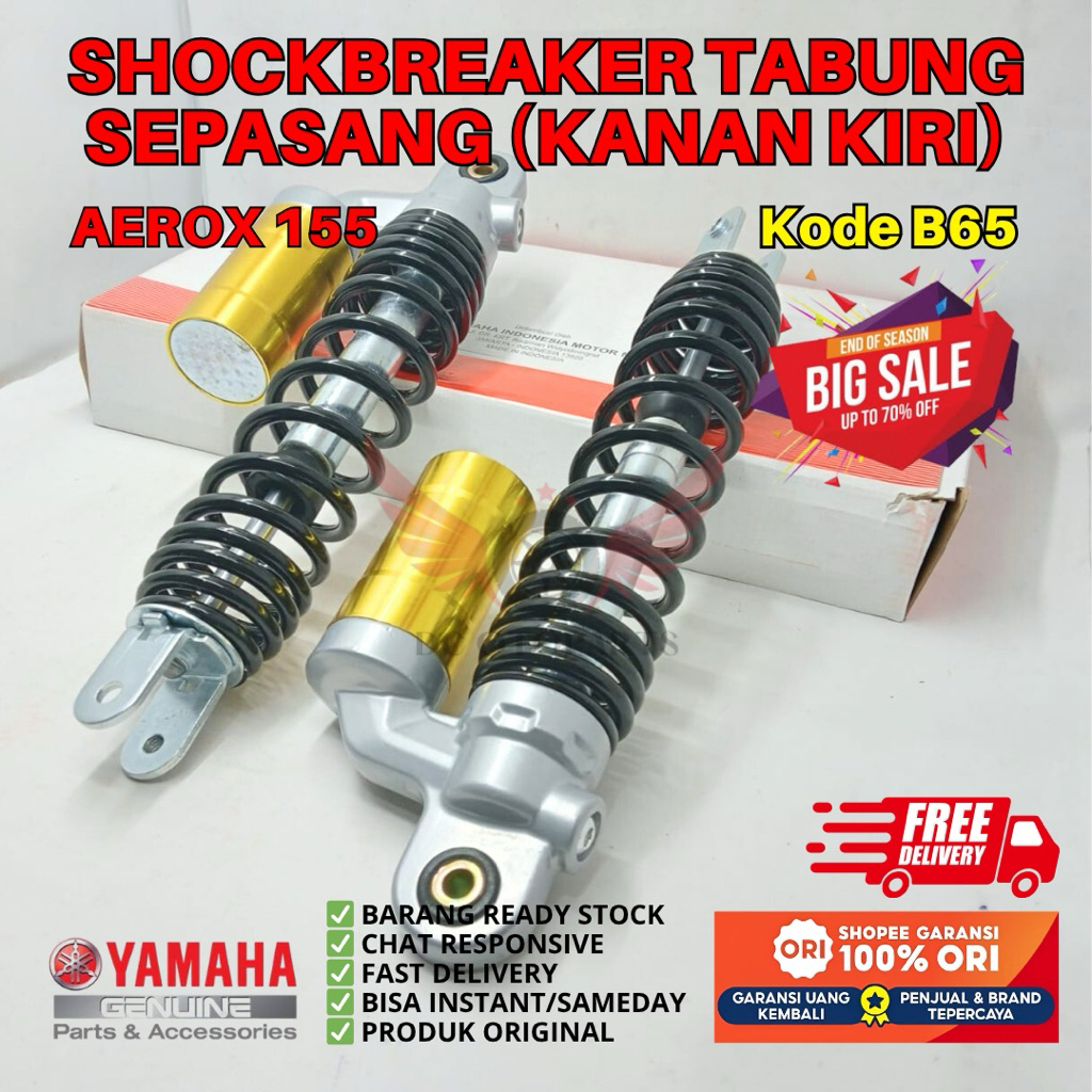 B65 SHOCKBREAKER TABUNG SEPASANG KANAN KIRI AEROX 155 ORIGINAL YAMAHA GENUINE PARTS, SHOCKBREAKER TA