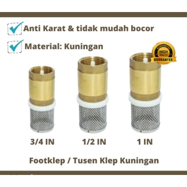 Foot Klep Kuningan Saringan Pompa Air Sumur Tusen Pipa Footklep Valve
