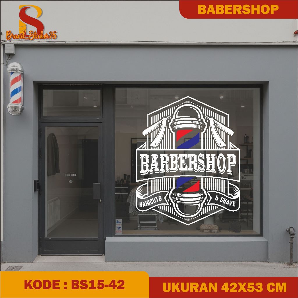 PROMOSTICKER CUSTOM NAMA BARBERSHOP STIKER DINDING KACA