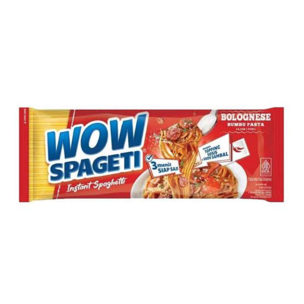 

Wow Spageti Instant Spaghetti Meaty Bolognese Pasta 84 gram