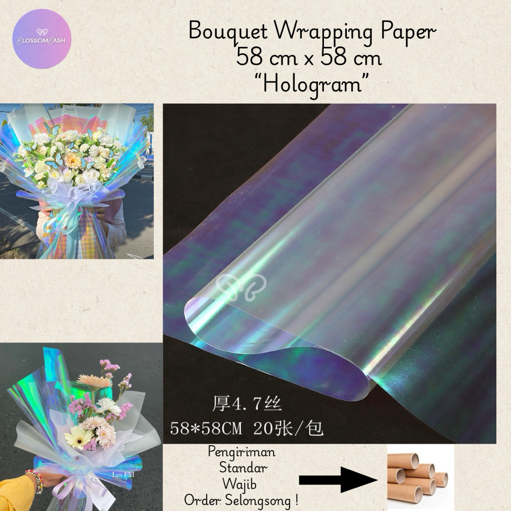 

[Per Lembar] Hologram / Rainbow Wrapping Paper / Plastik Buket Pelangi / Magic Color Film