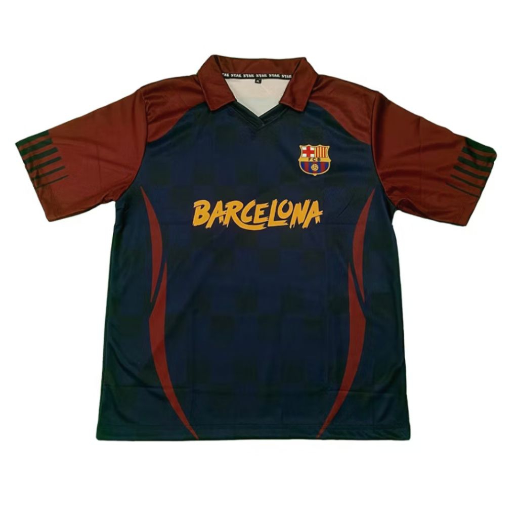 Jersey Bola Full Printing Fantasy FC BARCELONA Vintage Retro La Blaugrana Dryfit