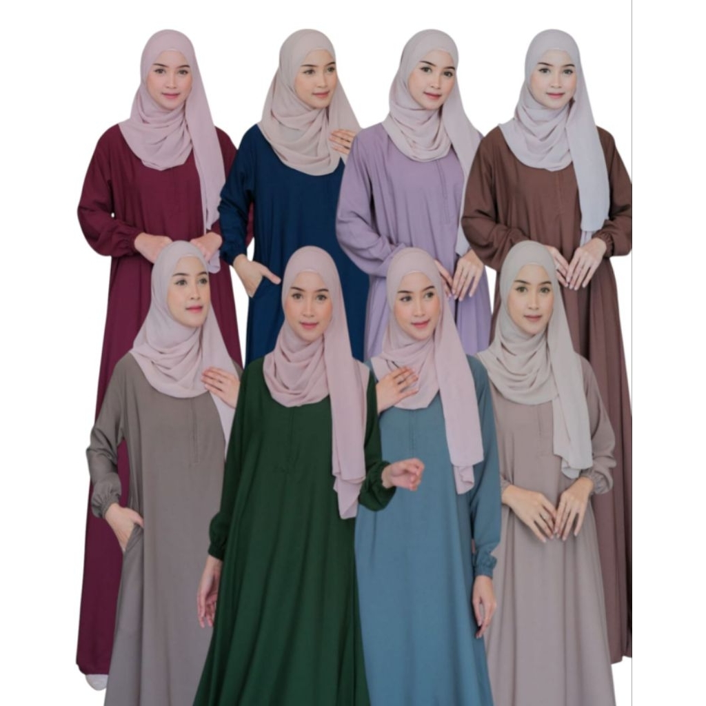 Gamis Abaya Wolfis Hitam Polos Haifa Series Dres Aneka Warna