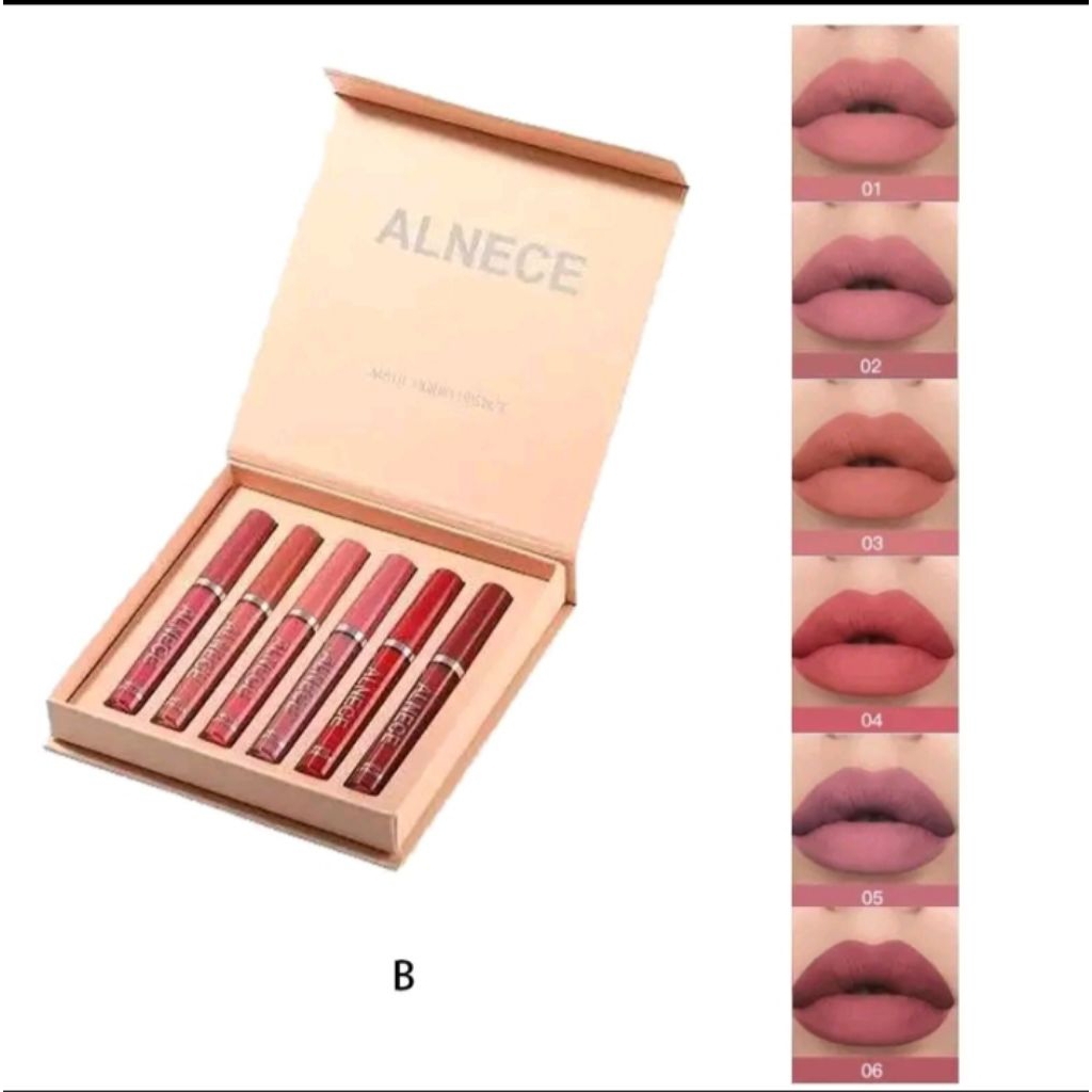 ALNECE 6SET LIP GLOSS MATTE/LIPSTIK LEMBUT TAHAN LAMA