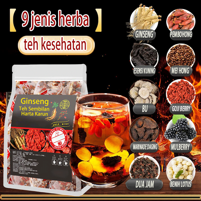 

Teh Ginseng Mulberry PREMIUM kering berry Goji Teh Pria Kelelahan Tidur Terlambat Lebih dari Waktu Penting Energi Pria Bahan Asli Siap Minumteh kesehatanteh Teh Sembilan Bahan Ginseng/Teh Penguat Ginjal Polygonatum Minuman Kesehatan QiTeh Kesehatan untu