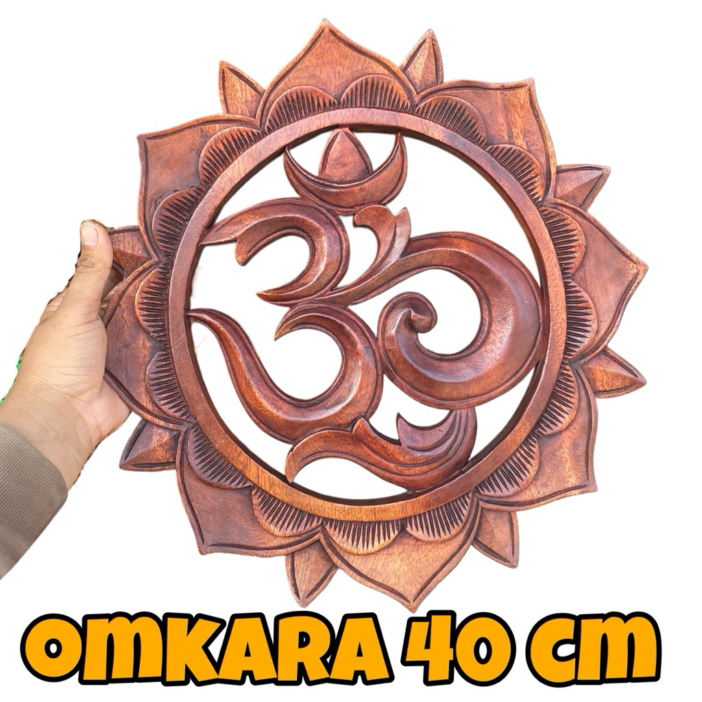 Dekorasi Dinding Omkara jumbo Ukir - Hiasan Dinding Omkara - Pandil Kayu - Hiasan Dinding Kayu - Dek