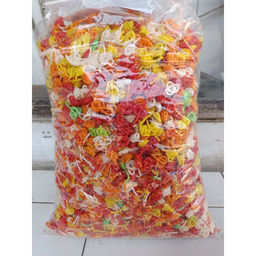 

kerupuk keong mini mentah warna warni 1 kg