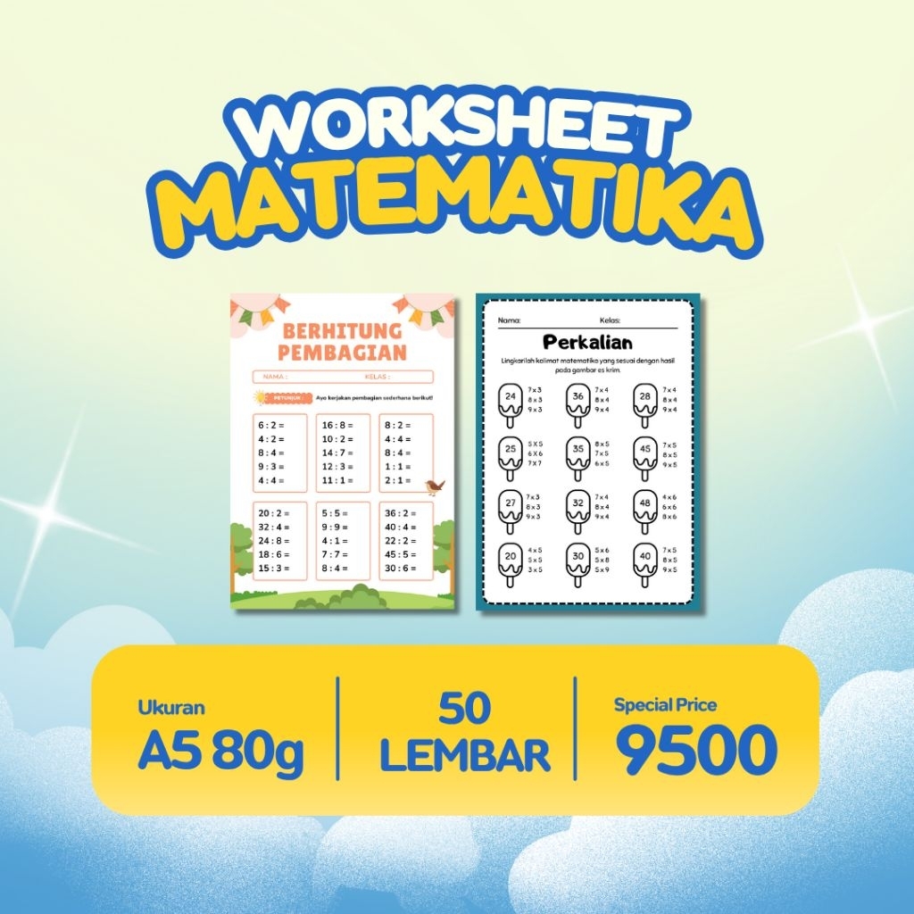 

A5 80g Worksheet Perkalian dan Pembagian/lembar soal/tugas/matematika
