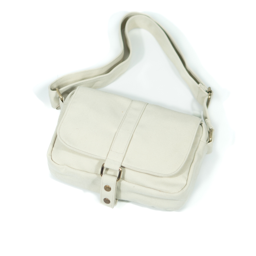 RANU - Akhsita Vintage Canvas Sling Bag Broken White | Tas Selempang Kanvas