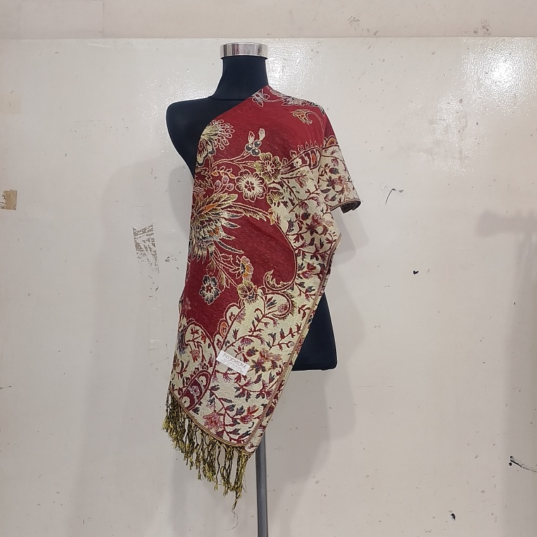 Pashmina Syal Scarf Motif Batik Non Prada Random Benang emas Selendang Shawl Wanita