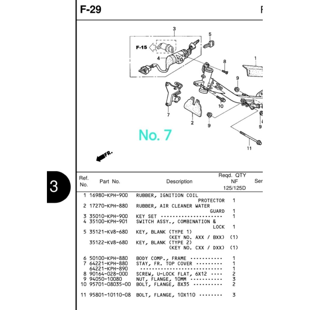Bracket dudukan cover dasi depan untuk motor Karisma rem depan cakram number part 64221KPH880