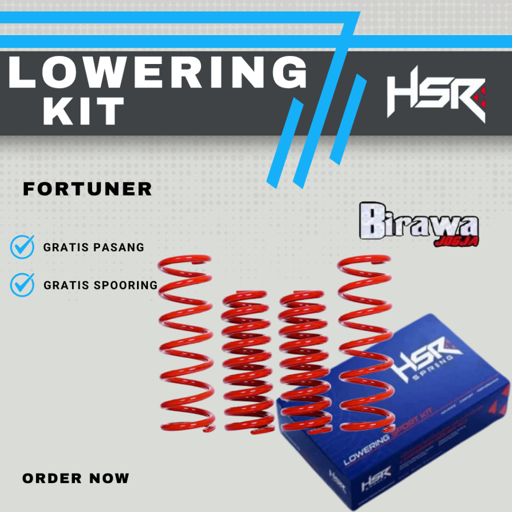Lowering Kit Fortuner Per Ceper Toyota Fortuner VNT,GR,VRZ Merk HSR Warna Merah