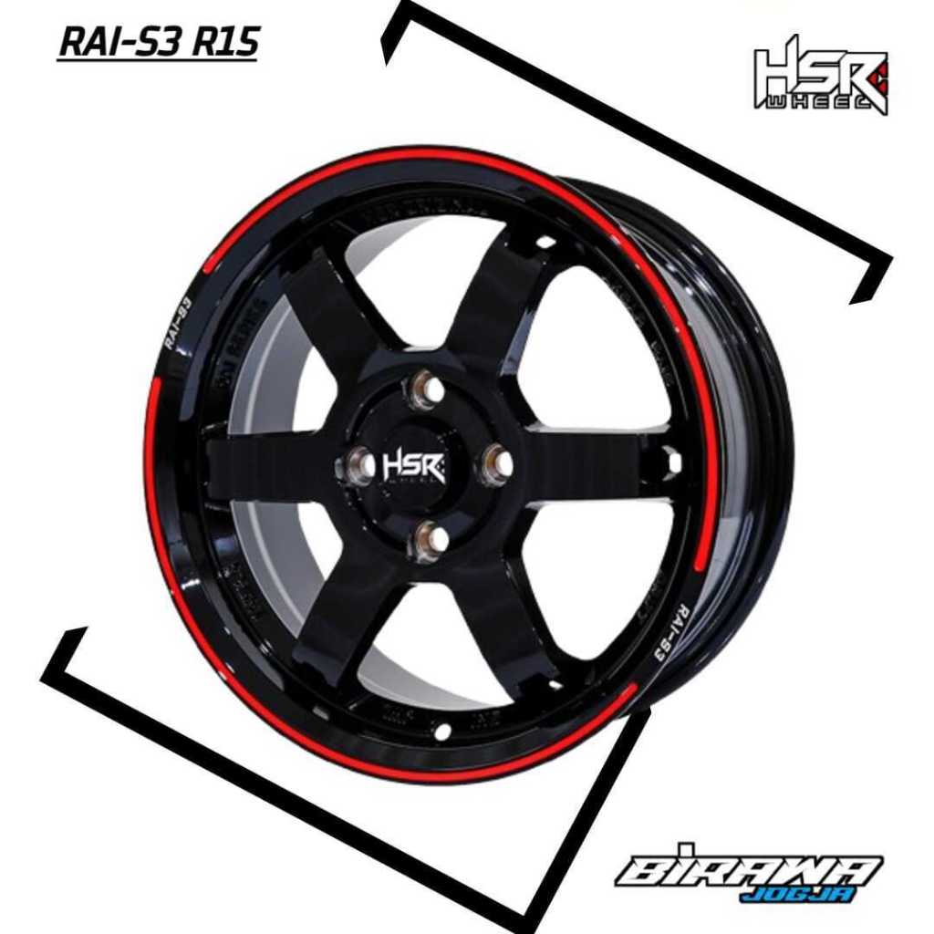 Velg Mobil Hsr Rai-S3 Ring 15 Pcd 4x100 Brio Vinfast Yaris City Mobilio Jazz Hsr Rai S3