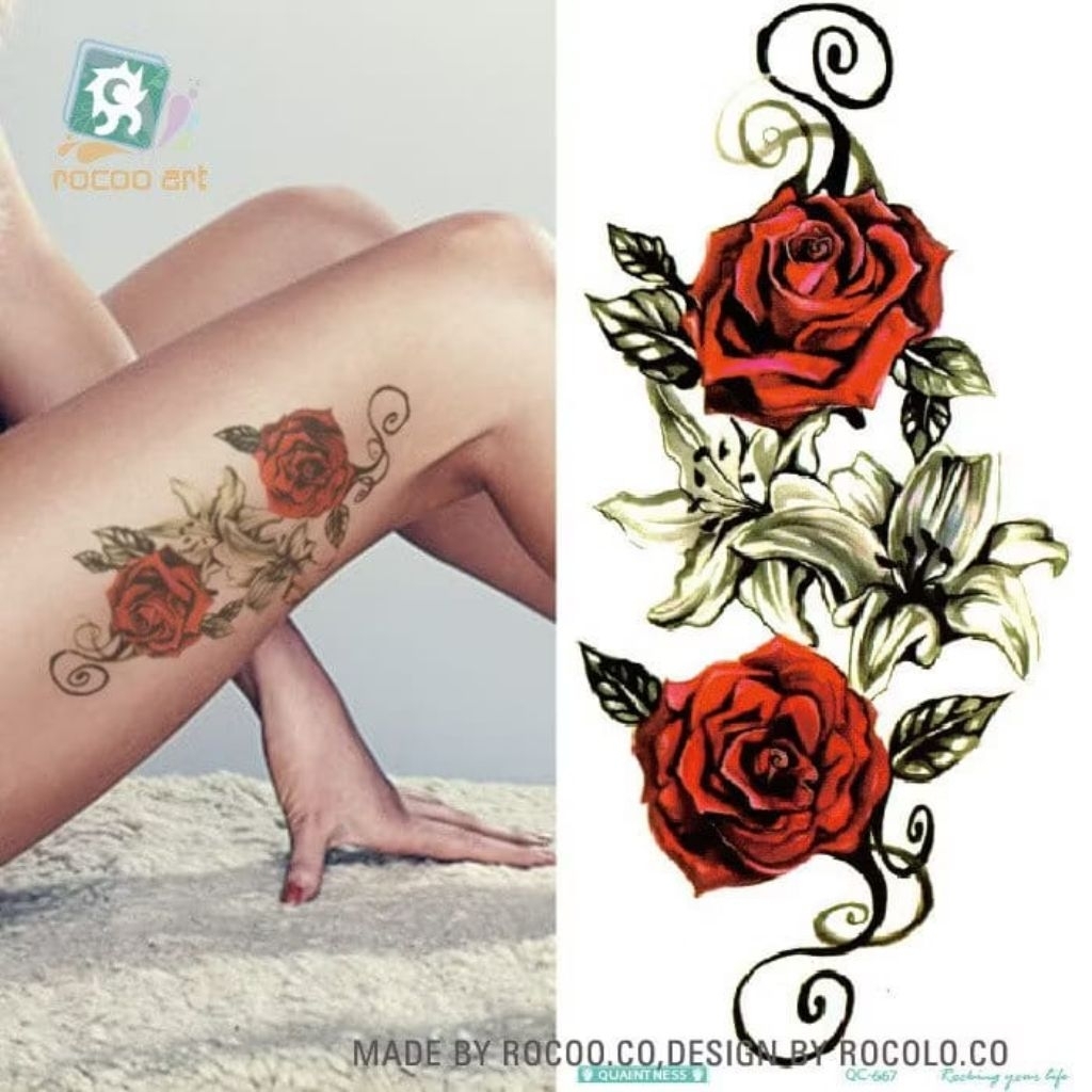 COD | TATTO TEMPORER QC 667 BUNGA MAWAR SILVER CANTIK ESTETIK KEREN TAHAN LAMA TATTO TEMPORARY