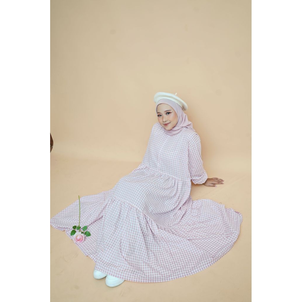 GAMIS KOTAK KOTAK PINK KEKINIAN