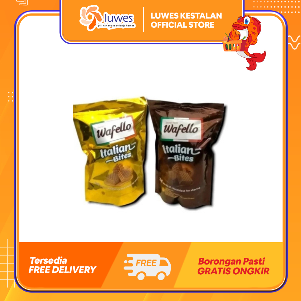 

Wafello Italian Bites Wafer Pouch 97.5gr Caramel / Chococ Blast Dapat Dinikmati Bersam-Sama & Lebih Hemat