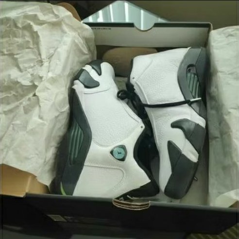 Nike AJ air Jordan 14 xiv retro size 9.5 43 27.5 original authentic white black oxidized green blue 