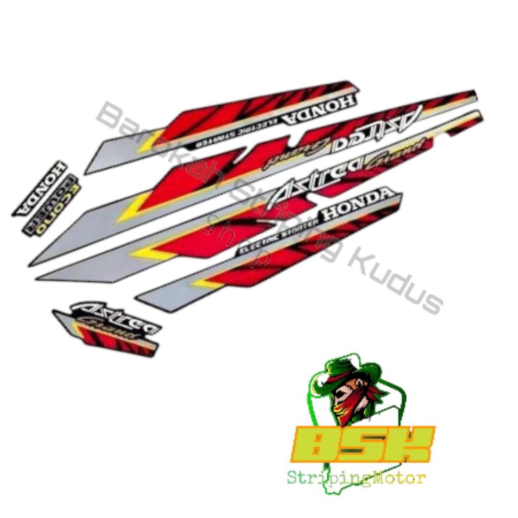 Striping Grand 1993 Standart | stiker bodi motorastrea grand bulus 93 merah silver