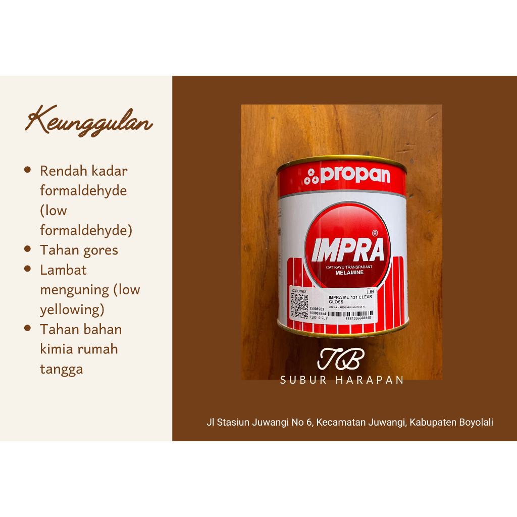 IMPRA MELAMINE  CLEAR GLOSS CAT KAYU TRANSPARANT