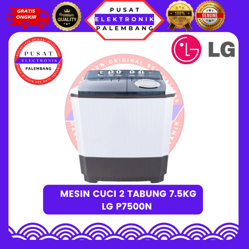 MESIN CUCI 2 TABUNG LG P7500N MESIN CUCI 2 TABUNG 7.5 KG PALEMBANG