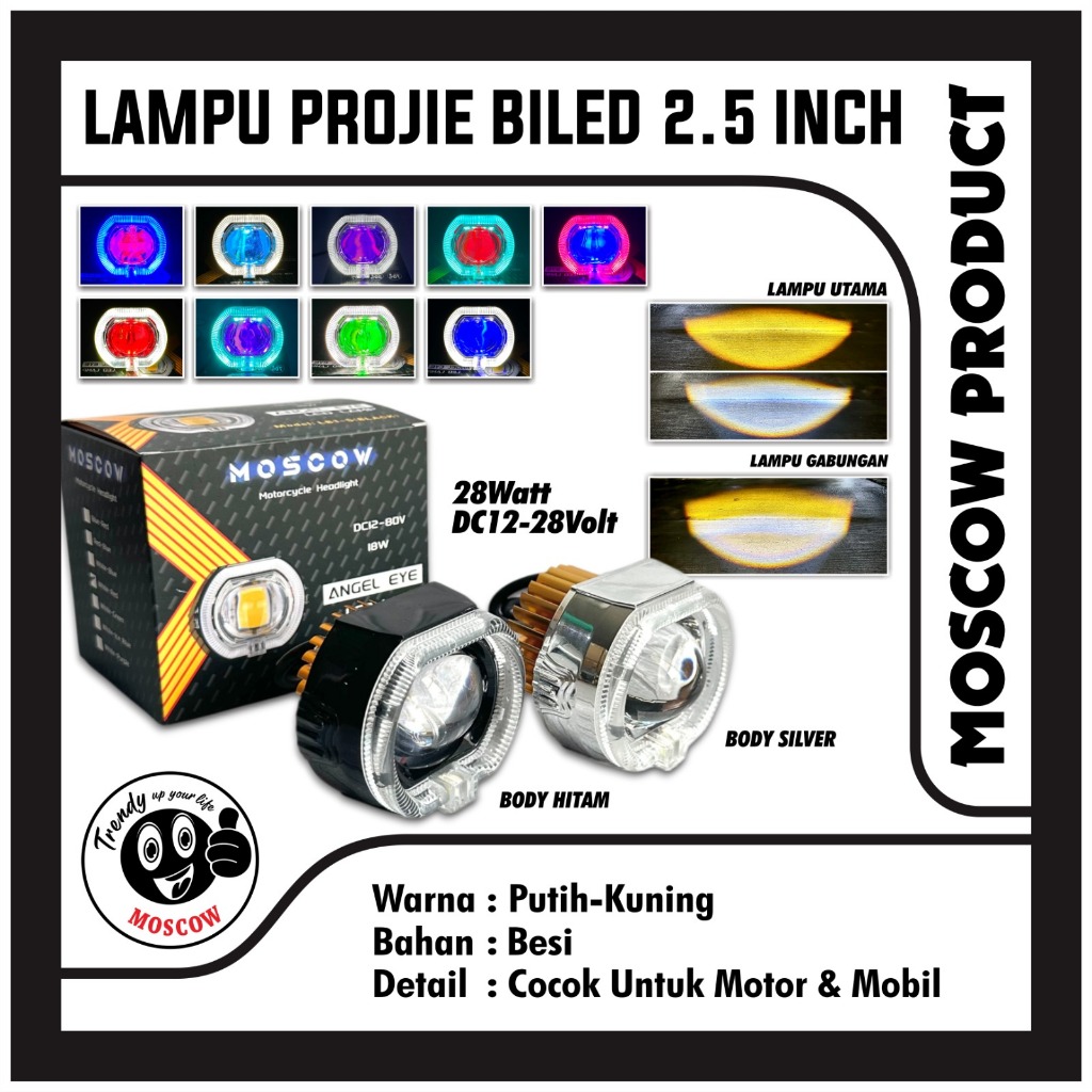 LAMPU MOSCOW LAMPU PROJIE BILED DEVIL UNGU 2.5 INCH ALA ALA ORIGINAL MOSCOW UNIVERSAL SEMUA MOTOR BE