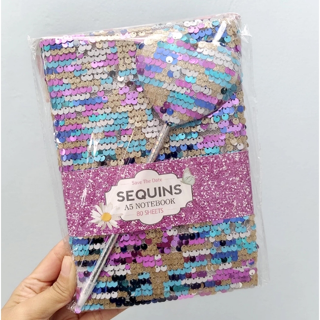 

Notebook A5 Sequin Glitter FREE Pen - Catatan Stylish dengan Cover Berpayet Warna-warni
