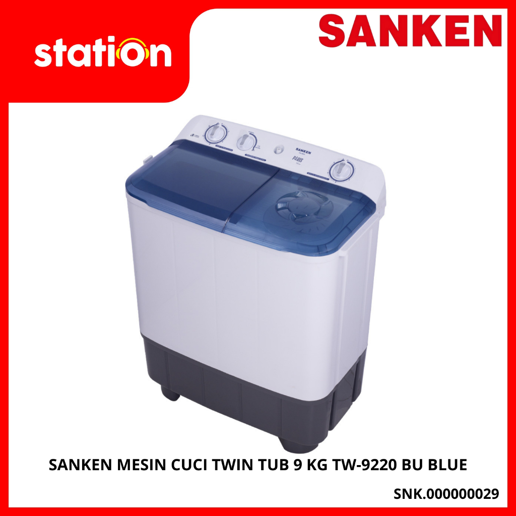 SANKEN MESIN CUCI TWIN TUB 9 KG TW-9220 BU BLUE  / TW-9220 VL VIOLET /TW-9777 BK GREY