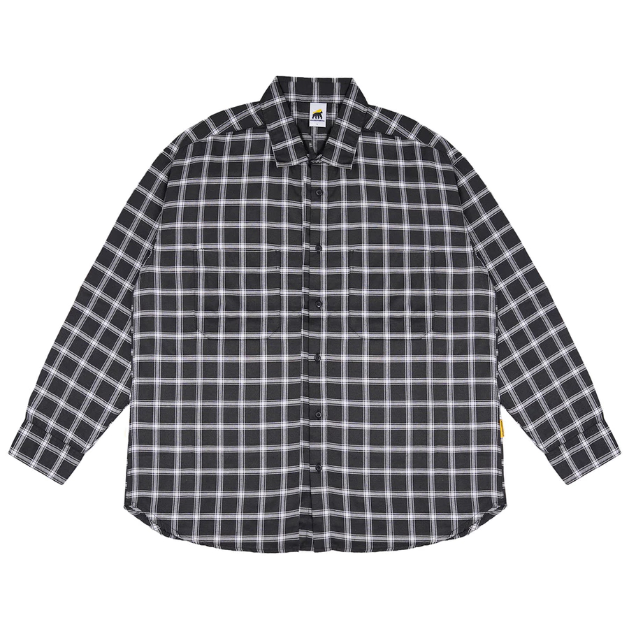 House of Smith TSM Kemeja Flanel Oversize Pria - Double Pocket Oversized Flannel Black White - Flann