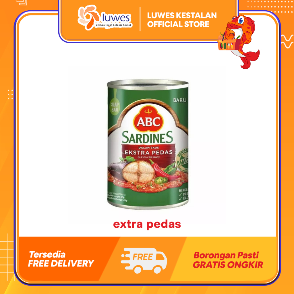 

ABC Sardines 155gr / 425gr Saus Extra Pedas Resep Masakan Ikan Pilihan & Bumbu Berkualitas